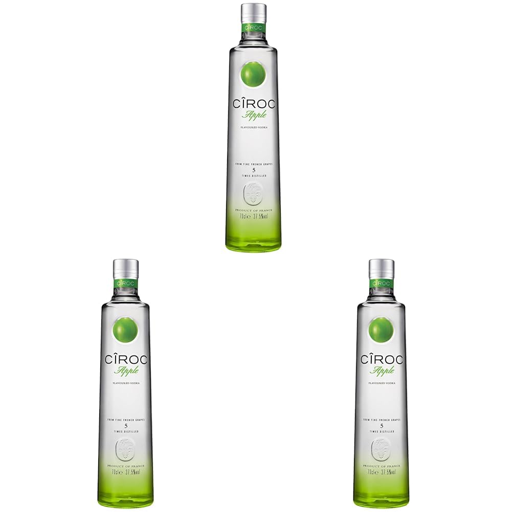 CÎROC Apple Ultra-Premium Wodka, Erfrischender Apfelgeschmack für einen glorreichen Sommer, Innovativ auf Traubenbasis destilliert in Südfrankreich, 37,5% vol, 700ml Einzelflasche (Packung mit 3)