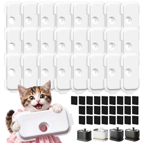 25+25 Packs Replacement Filters for PETLIBRO Dockstream Cat Water Fountain PLWF106/PLWF116/PLWF115/PLWF105/PLWF005 12 Months Set of Replacement Filters for Pet Water Fountain 25 Filters + 25 Sponges
