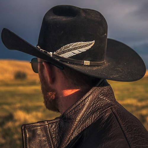 Image of Montana Silversmiths Hand Painted Western Lifestyle Cowboy Hat Band Feather