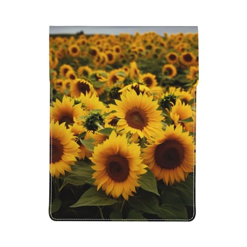 Housse ordinateur 13 pouces antichoc en cuir fin avec son motif tournesols