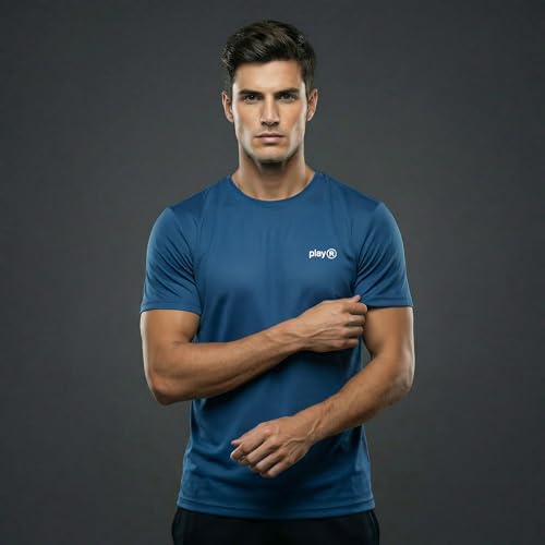 Image of playR Men Adult Core Run Tee - Activewear DRIVENT Lightweight Breathable T-Shirt for Men, Sports Tee for Gym, Running, Workout, Training, Fitness & Casual Everyday Wear Comfort - All-Season