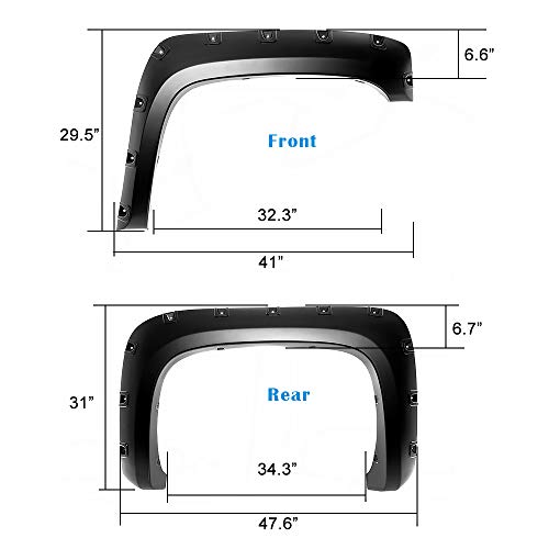 Aps Injection Moulding Fender Flares Compatible With Chevy Silverado 2007-2014 1500 2500 3500 ( Standard Bed & Long Bed ) Pocket Rivet Style 4Pc Set Impact Resistance Polypropylene #TOP4