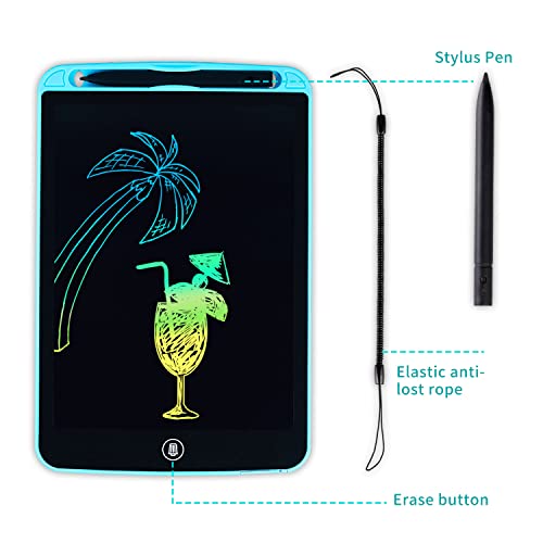 Lcd Writing Tablet For Kids 10 Inch, Colorful Doodle Board Drawing Tablet With Lock Function, Erasable Reusable Writing Pad, Educational Christmas Boys Toys Gifts For 3-6 Year Old Boys(Blue+Lanyard) #TOP2