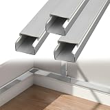 XBTGS Copertura/canale per proteggere, in acciaio inox, autoadesivo, copertura per cavi da pavimento, larghezza 20-100 mm, varie dimensioni, 3 pezzi (lunghezza x larghezza x altezza) 180 cm x 5 cm x 3