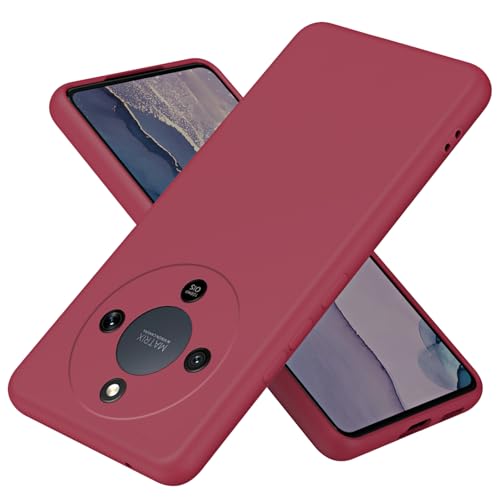 XINYEXIN Silicone Case for Honor Magic 8 Lite Ultra Slim Shockproof Cover with Microfiber Lining Flexible Soft Back Slim Grip Protective Phone Case - Red