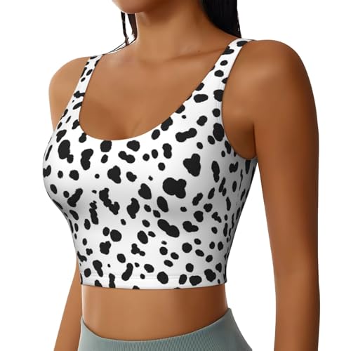 Women U Back Longline Sports Bras Dalmatian Print Tank Tops with Built in Bras Padded Crop Workout Tops2