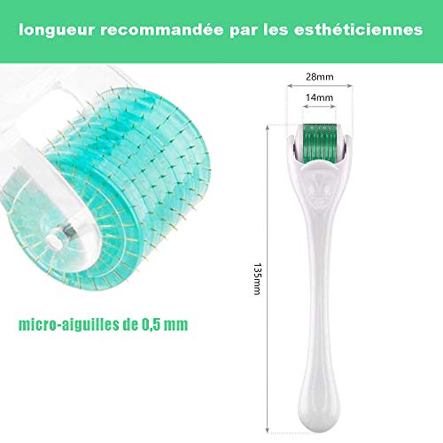 Derma-Roller Microneedling Roller mit 540 Nadeln, Micronadeln Derma Roller 0,5 mm für Gesicht und Körper, effektiv gegen Falten, große Poren, Dehnungsstreifen, Haarverlust, Narben, Hyper-Pigmentierung