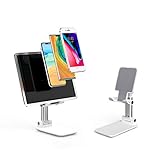 NN Foldable Cell Phone Stand, Adjustable Phone Holder for Desk, Aluminum Desktop Phone Stand, Universal Tablet Stand Compatible with Mobile Phone/iPad/Kindle/Tablets (White)