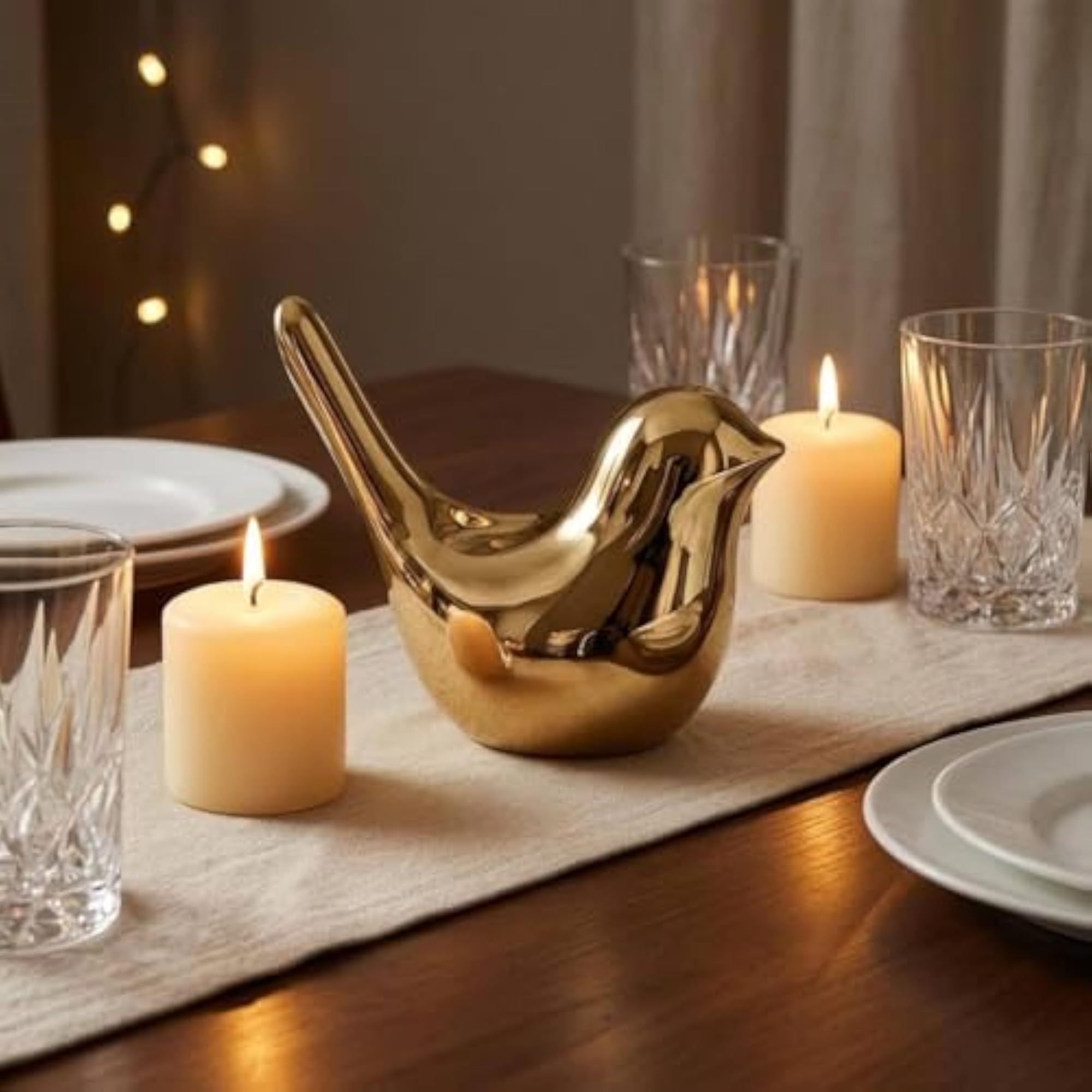 Compact Bird-Shaped Candle Holder Decorative Mirror Finish