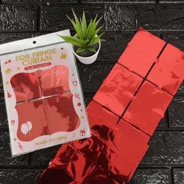 Image of AMFIN (Pack of 2) Square Foil Curtains for Birthday Decoration Photo Booth Props Backdrop Baby Shower Bachelorette Party Decorations (Red)