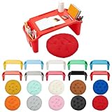 10Pcs Kids Lap Desk Tray Bulk with 10Pcs Round Floor Pillows 16 Inch for Kids and Toddlers Portable Lap Tray Bed Table with Side Storage Space, Flexible Seating Pillows for Classroom School, Colorful