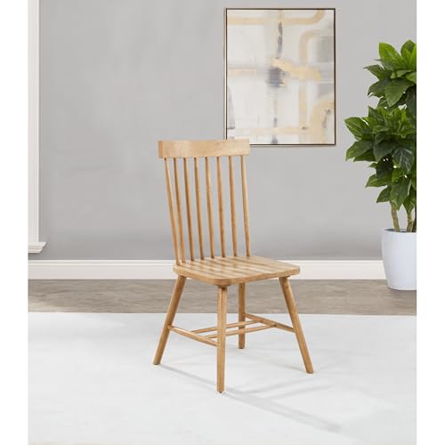 Star20XX Dining Chairs, Spindle Back Chair, Light Ash Wood Side Chair, Windsor Dining Seating with Contoured Seat and Double Side Stretchers, Pack of 2