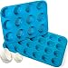 Silicone Muffin & Cupcake Baking Pan Set (12 & 24 Mini Cup Sizes) - Non Stick, BPA Free & Dishwasher Safe Silicon Bakeware Pans/Tins - Blue Top Home Kitchen Rubber Trays & Molds - Free Recipe eBook