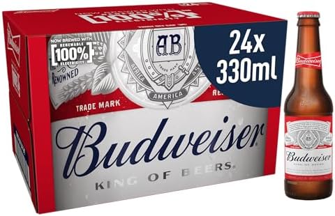 Budweiser Lager Beer Bottle, 24 x 330ml