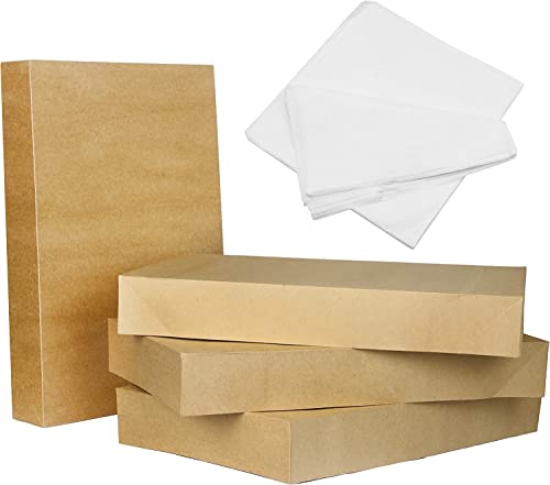 12 Scatole Regalo Di Cartone Marrone Con Carta Velina E Coperchi Per Regali Di Natale, Confezioni Regalo Di Natale, Matrimoni, 43Cm X 28Cm X 6Cm