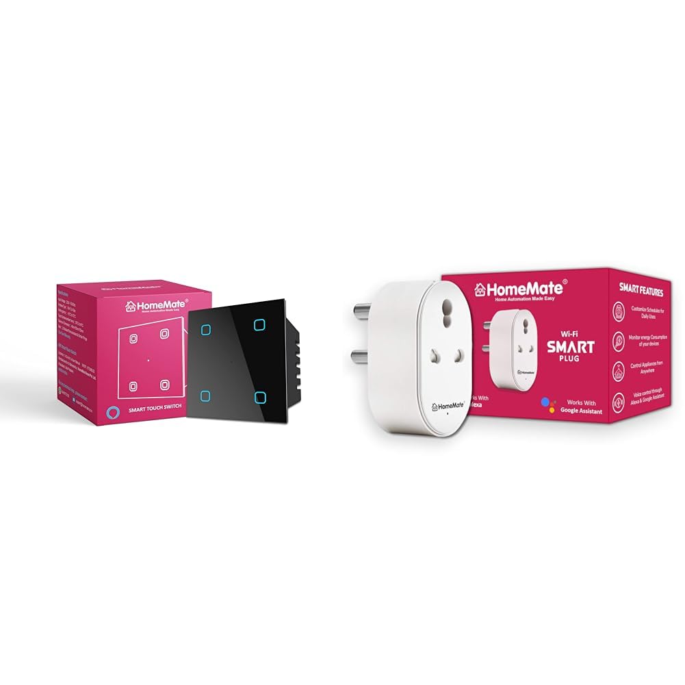 HomeMate® Wi-Fi Smart 4 Gang Touch Switch (Black, Pack of 1) | No Hub Required | Works with Amazon A-image-24