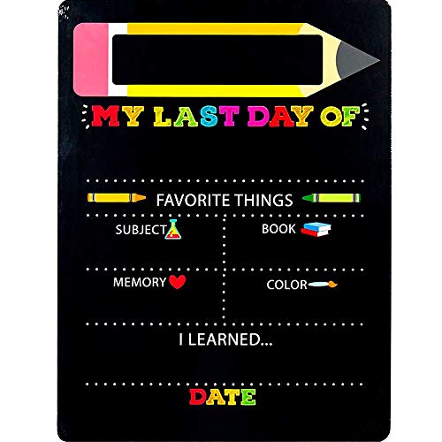 Horizon Group USA My First & Last Day of School Wooden Chalkboard, Reversible Double Sided Back to School Sign, 12x6-Inch Photo Prop, Reusable 1st Day of School Signs, Back to School, Preschool