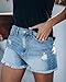 ZOLUCKY Shorts for Women Mid Waisted Stretchy Ripped Jean Shorts Sexy Shorts for Summer Light Blue S