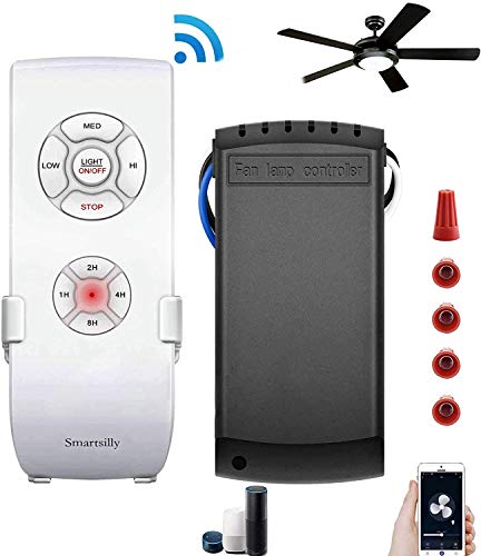 Smart WiFi Remote Control Kit for Ceiling Fan, RF/APP Remote Controller for Ceiling Fan Light, Compatible with Alexa and Google Home Assistant, No Hub Required.