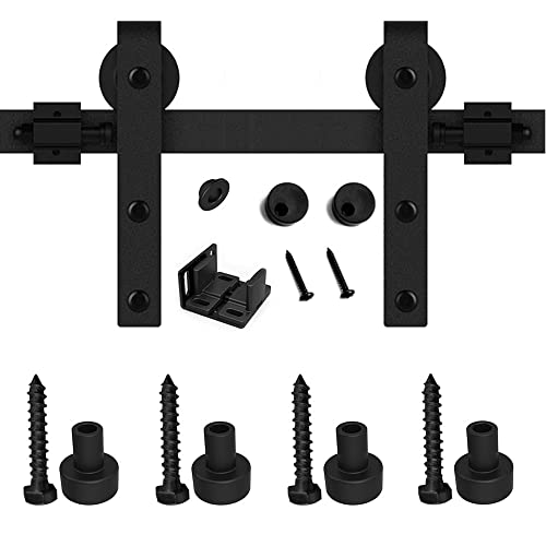 Ccjh 4Ft Mini Sliding Barn Door Hardware Kit Closet Cabinet Track System Carbon Steel Basic Roller Hanger Easy To Install Fit Single 24" Wide Door Panel #TOP4