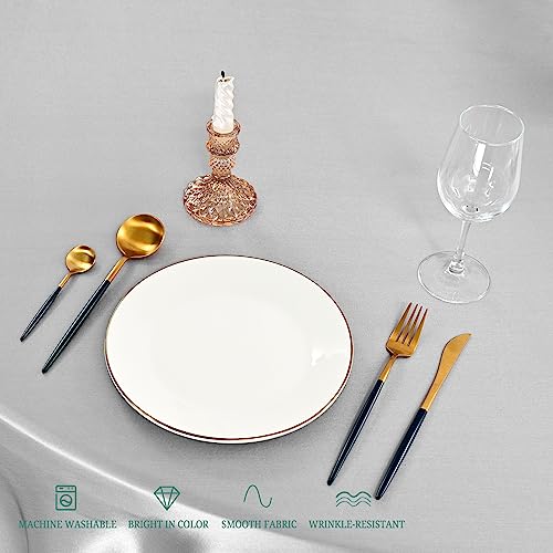 REWOMC 12 Pack 120 Inch Round Tablecloth, Silver Satin Fabric Table Cloth for Round Table, Wrinkle Resistant Washable Table Cover Bright Silk Table Clothes for Wedding Party Dining Table Banquet by REWOMC - Image 7