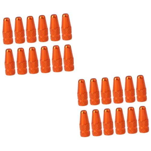 Tapas para válvulas de bicicleta DECHOUS, 2 juegos (12 piezas), aluminio brillante, color naranja, para mejorar la apariencia y prevenir fugas y suciedad miniatura 1