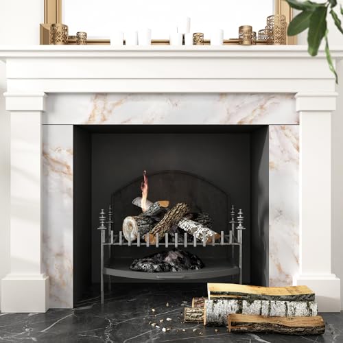 Wallercity Bordas de papel de parede de vinil à prova d'água mármore branco/dourado, moldura espelh