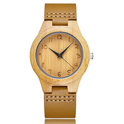 GORBEN Montre à quartz légère en bois pour homme avec bracelet en cuir , motif cerf et éléphant, pour homme, Pour homme., sangle Cover