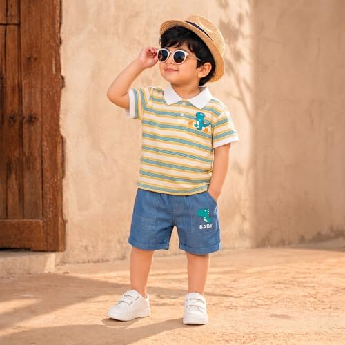 Image of Krishn Creations Kids Clothes for Boys | Cotton Printed Half Sleeve T-shirt and Shorts Baby Boy Dress | Casual Wear Kids Clothes