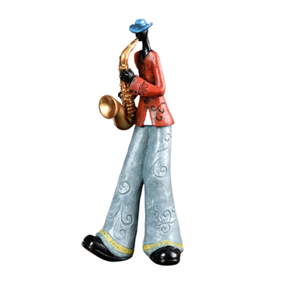 CTRLZS Jazz Band Player Figurines Vintage Musician Figure Resin Statues Desktop Ornament Retro Sculpture Home Indoor Decor D
