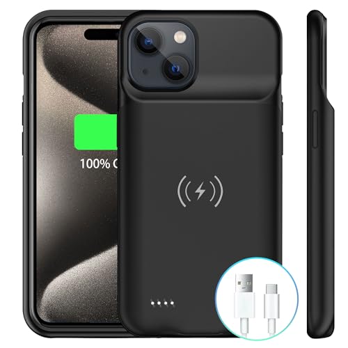 TYHDGHJ Battery Case Charger Made for iPhone 15 Pro Max Type-C Ultra Slim Protective Charging Case Wireless Slim 8500mAh Portable Rechargeable Charger - Black