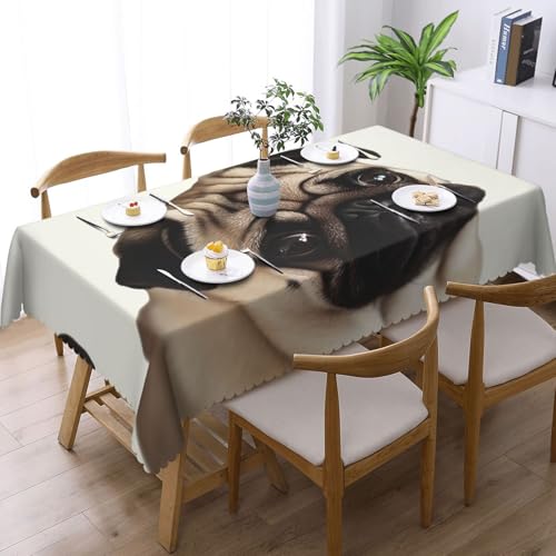 Nappe rectangulaire motif carlin originale et lavable en polyester pour table de fête - 3