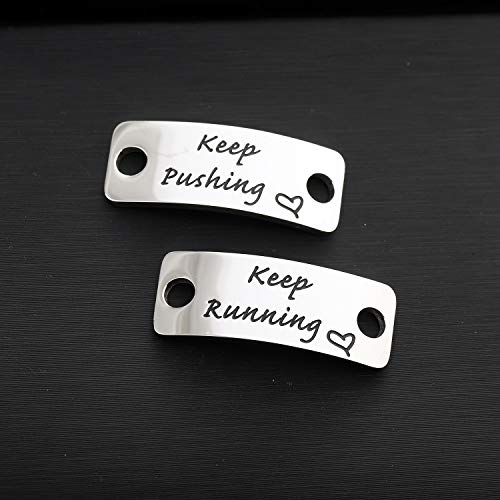 ENSIANTH Trainer Tags Gift for Runner Keep Running Keep Pushing Shoe Lace Tag Fitness Gym Gift Inspirational Gift for Girls4