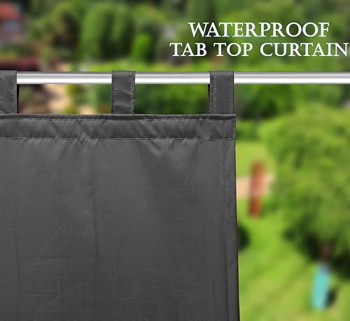 Polyester 300GSM Fabric Waterproof Rain & Sun Blockage Curtains(Grey 4.5 X 9.5 Feet,Piece of 1) with Top Style Loop Used for Door,Balcony,Outdoor & Indoor Area