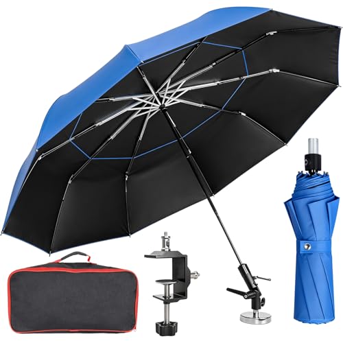 FixOasis 60 Folding HVAC Umbrella with Magnetic Base Universal Clip Included Reinforced Fiberglass Wind-Resistnat Portable Magnetic Umbrella For HVAC and Outdoor Activities 180Adjustable