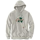 Vordertasche zum Handwärmen Carhartt Herren Loose Fit, mittelschweres Shamrock Graphic Hooded Sweatshirt, Malt, XXL