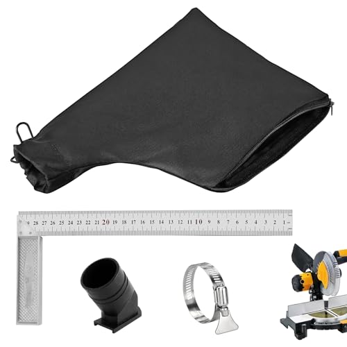 GZjiyu 1 sac à poussière, scie à onglet pour scie à onglets avec 1 angle de menuiserie à angle droit, 1 sortie d'air du sac à poussière et 1 collier de serrage