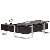 Jet-line Design Chefschreibtisch Venedig rechts in schwarz Büroausstattung Büromöbel inkl. Schubladen mit Soft-Close Sideboards Büro Heimbüro