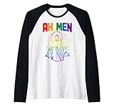 ah uomini gesù gay pride bandiera arcobaleno divertente lgbtq maglia con maniche raglan