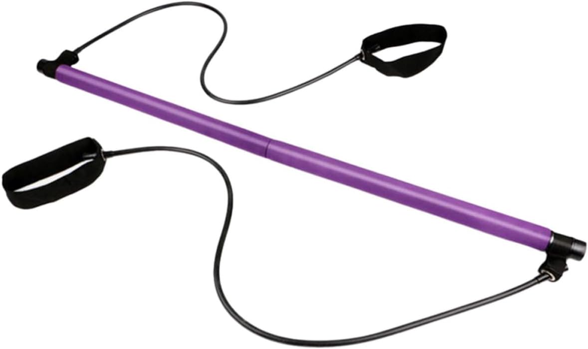 Lurrose Purple Pilates Resistance Bar for Hips and Legs with Foot Loop, Nbr Material and Metal Latex Construction, Full Body Exercise Tool for Gym Workouts