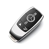ZSPDACC Compatible with Mercedes Benz Key Fob Cover Silver car Key Chain case Protector Holder E300 E350 E400 E450 A220 CLA250 C300 GLA250 GLB250 GLC300 GLE350 GLE450 GLE580 C43 E53 Accessories