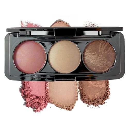 W7 Glow Theory Palette (Lunar) - Face Makeup Palette with Pink Blush Pearl Highlighter & Marbled Blush-Bronzer - Soft Glow Makeup