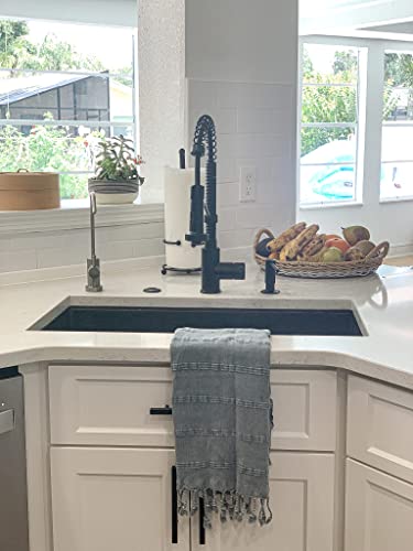 Myaprils Turkish Hand Towels - Farmhouse Bath Towels Face, Hair, Guest - Decorative Hand Towels For Kitchen Tea Towel Washcloth, Gym Travel Towel - Denim Blue/Gray #TOP3