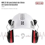 HEARMOR Nauszniki nauszne, NRR 28 dB, idealne do produkcji, przemysłu ciężkiego, górnictwa, regulowane i wygodne, czerwony, jeden rozmiar