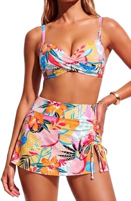 Women Swimsuit with Skirt - Underwire Bikini Set Two Piece Bathing Suit