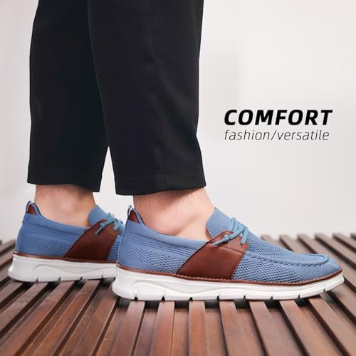 Image of Mens Casual Slip in Boat Shoes Fashion Lightweight Slip On Loafers Walking Beach Sneakers Work Mesh Oxfords Soft Sole
