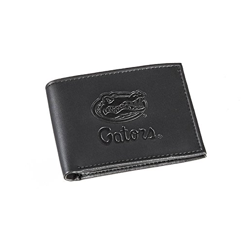 Team Sports America NCAA Florida Gators Black Wallet | Bi-Fold | Officially Licensed Stamped Logo | Made of Leather | Money and Card Organizer | Gift Box Included