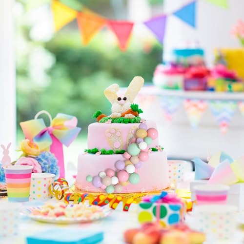 BOUBONI 138 Pcs Balls Cake Topper Decorations Balloon Cupcake Toppers Foam Multisize Cake Topper Balls for Birthday Party Wedding Anniversary(Multicolor)