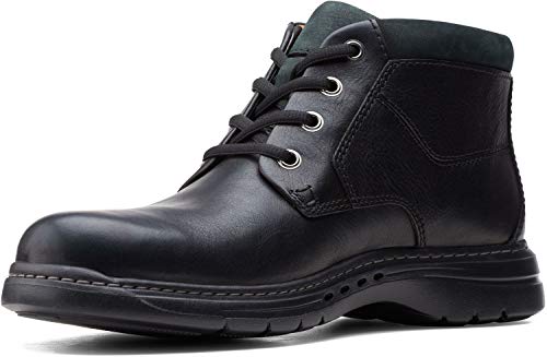 Image of Clarks Men's Un Brawley Up Boot, Black Leather, 11.5