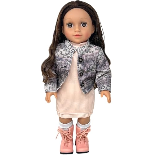 18 Inch Dolls with Soft Hair Soft Body 18 inch Doll Poseable Vinyl Arms & Legs Dress Outfit Cute 18 Doll Set for Girls